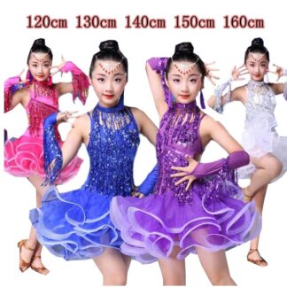 WK ダンス衣装 キッズ ワンピース 女の子 子供ドレス スパンコールダンス 衣装フラワーガール スカート ダンス 衣装 ラテンダンス ダンスウェア ヒップホ ガールズ