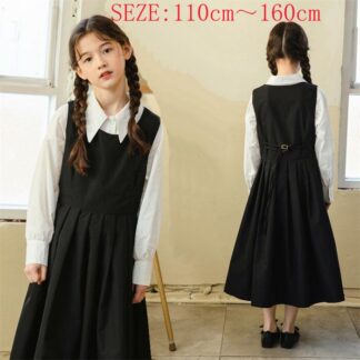 春 秋２点セットキッズ ワンピース 綿 子供服 女の子 カジュアル ナチュラル 結婚式 パーティー 韓国子供服 おしゃれ 小学生 中学生 大人っぽい きれいめ 通学 幼稚園 中学校 通園