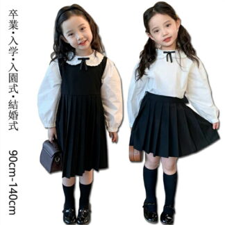 子供 セットアップ 女の子 長袖シャツ ワンピース スカート 可愛い 韓国風 ２点セット 子供スーツ 長袖 普段着 お出かけ スクール制服 七五三 発表会 学園風 通学 七五 入学式