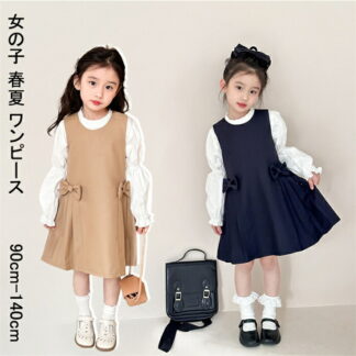子供服 セットアップ 女の子 長袖シャツ ワンピース フォーマル ２点セット 発表会 七五三 子ども 小学生 入学 可愛い キッズ 通園