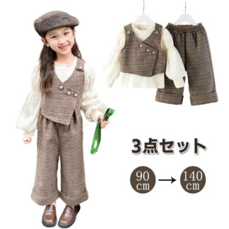 入学式 女の子 パンツスーツ フォーマル スーツ セットアップ 子供服 韓国 秋 春 長袖 キッズ 卒業式 小学生 幼稚園 ベスト 七五三 発表会 結婚 チェック柄