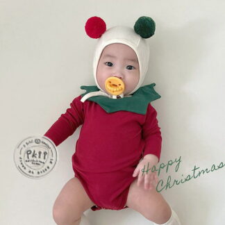 新生児 クリスマス サンタ コスプレ 3点セット カバーオール キッズ 服 春 秋 冬 66cm 70cm 80cm 90cm ベビー服 子供 仮装 誕生日 赤ち クリスマス服