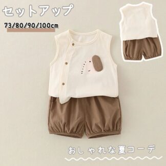 ベビー服 男の子 セットアップ 夏 ベビー tシャツ パンツ 袖なし ノースリーブ キッズ 上下セット 綿100 子供 パンツセット ゴムウエスト 子ども服 セパレー ショートパンツ