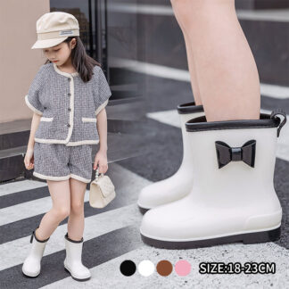 レインブーツ キッズ 女の子 長靴 ブーツ 雨靴 レインシューズ ベビー ショートブーツ 子供 子ども リボン お姫様 子供靴 滑りに 蝶結び