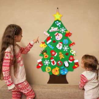 クリスマスツリー DIY フェルトツリー 子供 壁掛け タペストリー クリスマスオーナメント 面ファスナー 手作り 布製フェルト デコレーション 飾り付け 雰囲気作り 可愛い 幼稚園 保育園 小