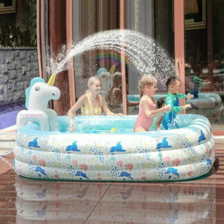 プール エアー ビニールプール 大きいサイズ 噴水プール ユニコーン ファミリープール 3m 2.4m 2.1m 1.8m 1.5m 1.35m 1.1m 大型プール 水遊び 庭遊び 滑り