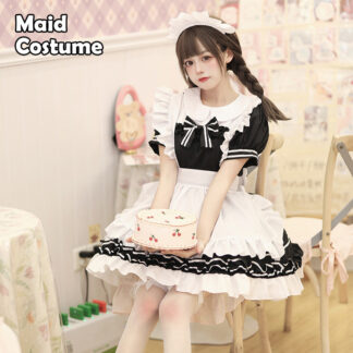 メイド服 ワンピース エプロン カチューシャ メイド レディース ワンピ 半袖 ショート コスプレ かわいい